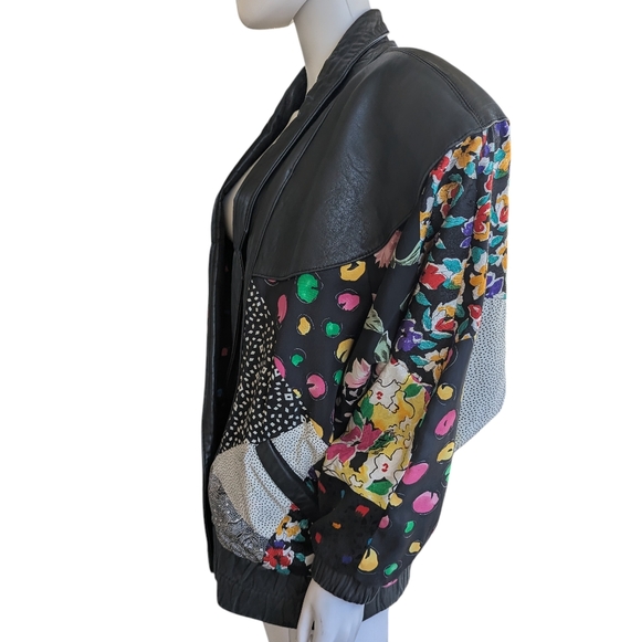 Avanti patchwork leather jacket features a unique design combining black genuine - Picture 3 of 9